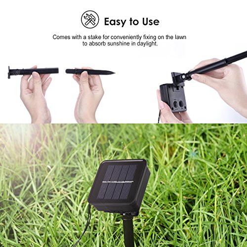 Solar Lichterkette, Vtin 50 LED Lichterkette Wasser Tropfen Silver String Fairy Wasserdichte Garten Beleuchtung, Weihnachtsdekoration, Dekorative Beleuchtung für Garten, Terrasse, Garten, Haus, Weihnachtsbaum, Feiern - 3