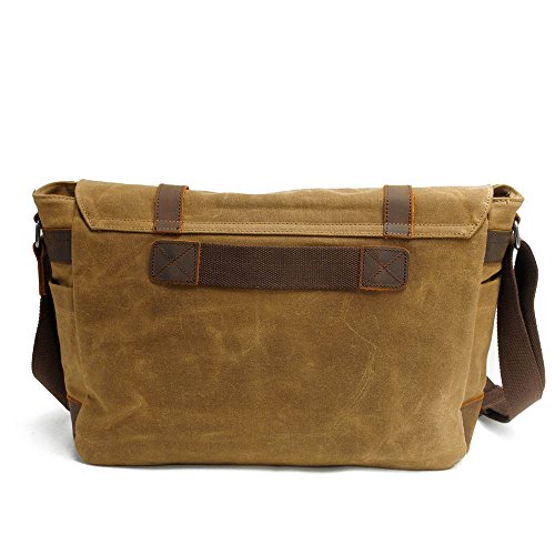 Neuleben Vintage Wasserdicht Kameratasche Aktentasche herausnehmbar Kamerafach Canvas Leder Umh  ngetasche Fototasche f  r DSLR Objektiv Laptopfach Up
