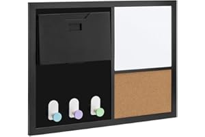 ‎SPACETRONIK Spacetronik 3in1 Kombitafel, Magnettafel, Whiteboard & Kork-Pinnwand, Wandtafel mit trocken abwischbarer & magnetischer Schreibfläche, Memoboard für Büro, Schule & Zuhause (60x45 cm)