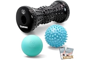 Tumaz Rodillo Masaje Pies de Fascitis Plantar & Bolas de Masaje Set, Bola de Lacrosse, Rodillo de Masaje-Diseño Ergonómico para Aliviar la Plantar Fascitis, el Dolor Muscular Profundo y Superficial