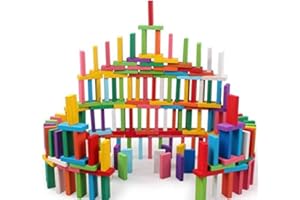 YIQI 120 Stück Holz Domino Block Set Kinder früh pädagogisches Bauspaß Domino-Rennspiel-Spielzeug Geburtstag Geschenk für Kinder Jungen Mädchen