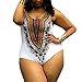 Produktbild Neu! Badeanzug Damen Yesmile One Piece Frauen Bademode Frauen Kurve Appeal Dashiki African Printing Push Up Gepolsterter BH Strand Bikini Overall Badeanzug Bademode Plus Größe Niedriger Taille Schwimmbad Sommer Playsuit (XL, Weiß)