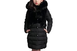 Nemopter Hiver Doudoune Fille Princesse Manteau d'hiver Automne mi long Epaisse Parka à Capuche Fourrure