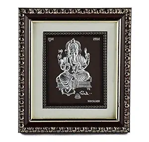 Hem Jewels 999 Pure Silver Ganesh Frame for Home Decor (5 x 6 Inches | silver)