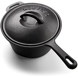 Rustler - Dutch Oven - Marmite / Casserole avec Couvercle et Poignée en Fonte émaillée - 1,5 litres - Acier inoxydable - Parfait pour Cuisson sur Grill, Barbecue et feu de camp - 19,5 x 30,5 x 9,3 cm
