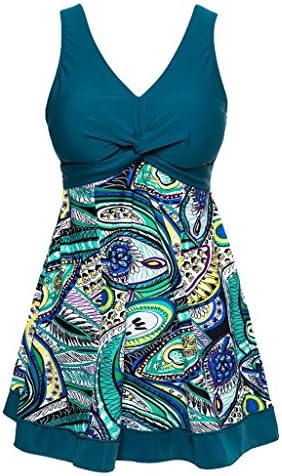 Angcoco Women's Swimwear Vintage One-piece Swimsuit Swimdress Plus Size