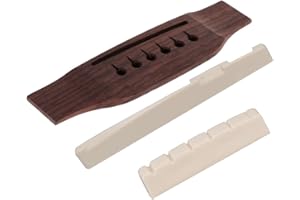 Almencla Left Hand Acoustic Guitar Bridge And Slotted Saddle Nut