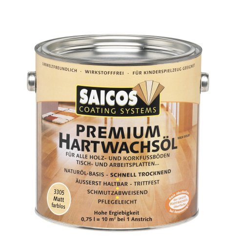 Saicos 3305 300 Premium Hartwachsöl Matt farblos 0.75 l [Werkzeug]