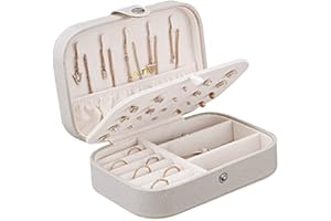 LATIT Jewellery Box Organiser Three Layers PU Leather Jewelry Storage Case for Rings Earrings Necklace Bracelets Faux Leather Jewelry Gift Box Girls Women (White)