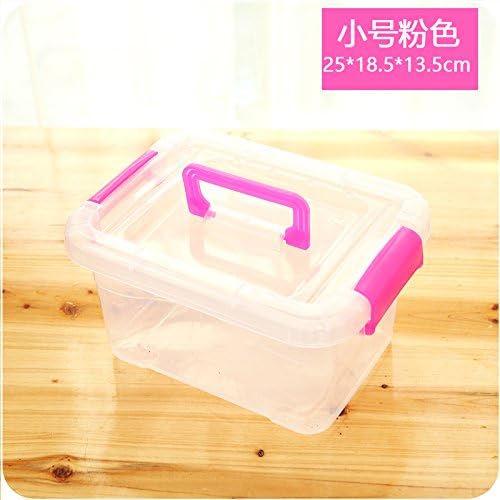 XXAICW Storage box plastic King size quilt cover transparent mobile toys household clothing underwear storage box chest , Small pink
