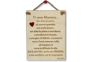DACL'ART Targa a forma rettangolare in legno compensato di pioppo "Ti amo mamma"