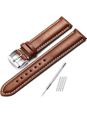 iStrap 18mm echtes Leder Uhrenarmband gepolstertes Muster Ersatz Uhrenarmband poliert Pin Gürtelschnalle super...