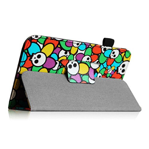 Fintie Samsung Galaxy Tab 4 7.0 Hülle Case – Slim Fit Folio Kunstleder Schutzhülle Cover Tasche mit Ständerfunktion für Samsung Galaxy Tab 4 7.0 T230 T235 (7 Zoll) Tablet, Totenkopf- und Blumenmuster - 5