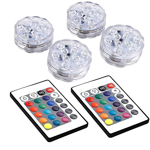 Preisvergleich Produktbild INHDBOX 4 Stück RGB LED mit Fernbedingung Unterwasserbeleuchtung Unterwasserlicht Unterwasser Strahler Teichbeleuchtung Unterwasserleuchte Tauchlampe Poolbeleuchtung farbig Licht - Bunt und Wasserdicht