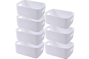 NCRGB 7 Cajas Almacenaje Plastico 20x14x7cm Cajas Organizadoras Cestas Almacenaje Cestas Organizadoras,Organizador de Armario de Cocina de Baño,Caja de Almacenaje de Cocina para Cocina,Blanco