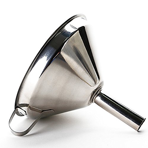 Uten® Edelstahl Oil Coffee Wine Beer Filter Funnel Edelstahltrichter Filter Trichter für Friteusenöl Rösle Einfülltrichter Einmachtrichter mit Sieb Funnel Ø 12.7 cm | Küchenhelfer | Handle Brewing Funnel Removable Mesh Strainer - 9
