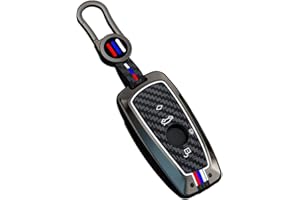 OTMIK Aleación de Zinc Fibra de Carbono Fundas para Llaves de Coche para BMW F20 F30 G20 f31 F34 F10 G30 F11 X3 F25 X4 I3 M3 M4 1 3 5 Series Keychain Accessories (4 Botones Mate)