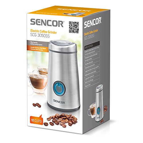Sencor SCG 3050SS Elektrische Kaffeemühle ((150 W / Gleichmäßige Konsistenz des gemahlenen Kaffees dank einer speziellen dreistufigen Edelstahlklinge / Silber) - 2