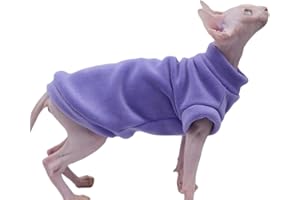 DUOMASUMI Vestiti per gatti senza pelo, calda e spessa, alla moda, con cappuccio, per autunno e inverno, abbigliamento per Sphynx, Devon Rex, Cornish e gatti di piccola taglia (viola, XL)