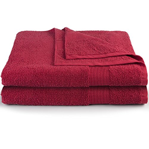 XXL Saunatuch / Badetuch Bari Doppelpack | viele Farben, 2 Größen | 100% Baumwolle Frottee Handtuch, ca. 500g/m², Set 2-tlg. je 90 x 220 cm | CelinaTex 6000341 | bordeaux-rot - 2