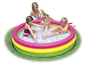 DN EXPORT Baby Swimming Pool Children Ocean Pool Portable Kids Basin Bathtub Bath Swim Tubs (4ft Round Rainbow Color Pool)