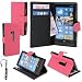 Produktbild MADCASE Nokia Lumia 920 Premium Qualität Leder / Hardcase / Gel / Silikon / Langlebig / Transparent / Klar / Geldbörse / Kredit Kartenhalter Flip Hülle Stoßstange Ständer Abdeckung mit Display Schutz und Eingabestift Berührung stift - Lichi PU Leder - Pink