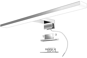 ‎AOGLED Aogled Led Spiegelleuchte Badezimmer 40 cm 10W 820LM 230V Neutralweiß 4000K,Edelstahl Slim Bad Spiegelleuchte,Klemmplatte am Spiegel/Schrank/Wandbeleuchtung 400mm