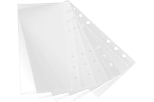 SHINEOFI A-6 Binder Pockets: 5 Pcs 6 Holes Clear Cash Envelopes Zipless Binder Inserts Pouches Loose Leaf Money Folder Organizer Bags for Document 6-Ring Budget Binder