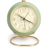 Xspring Analog Alarm Clock, Small Classic Quiet Desk Clock, Battery Operated Backlit, HD Glass Bedroom Office Living