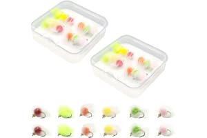 DONGKER Fly Fishing Flies Kit,24 PCS Brass Beadhead Bug Egg Floating Fly Lure for Bass Trout Salmon Fishing Steelhead