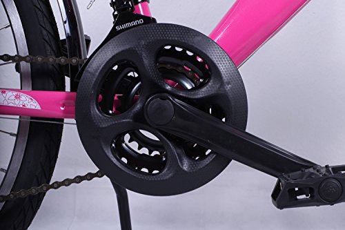 24 Zoll Mädchenfahrrad 21-Gang Shimano Schaltung mit Beleuchtung nach STVO Rosa Doppelrahmen - 4