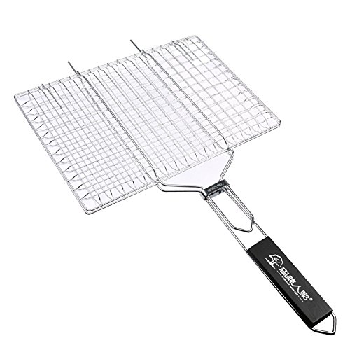 Forest Master Premium BBQ Grill-Korb aus Edelstahl mit 2 Jahren Zufriedenheitsgarantie – Grill-Wok / Grill-Pfanne / Grill-Rost / Gemüse-Schale / Gemüse-Korb / Kartoffelkorb W32*L21.5+28.5cm – Quadrat - 6