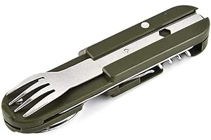 BEITESI Coltello pieghevole multifunzionale pieghevole e staccabile kit da viaggio da campeggio multifunzionale in acciaio inossidabile stoviglie da picnic (1 pieces)