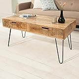 FARBE: Tischplatte: Naturtöne (siehe Fotos) | Tischgestell: Schwarz | DESIGN: Trendige Hairpin Legs (Haarnadelbeine) aus schwarzen massivem Metall