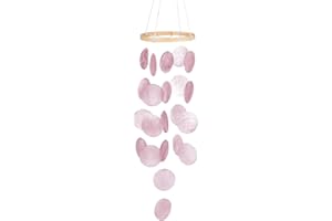 LUMOOM Muschel Windspiele, Boho Deko Muschel Traumfänger Girlanden, Einzigartiger Herrlicher Klang, Windspiel Garten Hängend Deko für Terrasse Rasen Garten, Kreis (Pink)