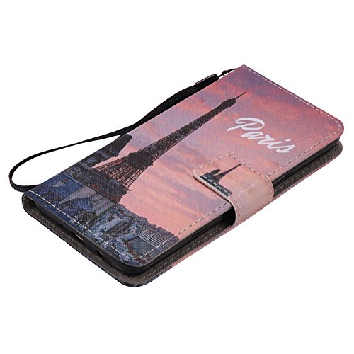 Feeltech Samsung Galaxy J510/J5 2016 Hülle PU-Leder und Brieftasche Bunte Muster Fall mit Magnetverschluss, Hybrid-Kickstand mit Stand-Funktion, schlagen Sie schützende weiche TPU Stoßstangenabdeckung und Kreditkartenhalter für Samsung Galaxy J510/J5 2016 Handgelenk Bügel-Buch-Art-Geldbeutel-Tasche mit 2 In 1 Berühren Sie Stift – Turm - 6