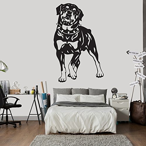 Rottweiler Retrato Etiqueta de la pared perro Tatuajes de pared Arte disponible en 5 tamaños y 25 colores X-Large Blanco