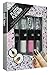 S&S 4pk Playful Platinum Textured Nail Varnish + Nail Art Sticks (Hologram Glitter, Nail Gems + Fine Glitter) Gift set