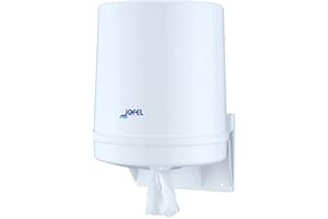 Jofel - Dispensador de Papel en Bobina hasta 205mm Mecha en Continuo, Bobina Especial para Dispensar por el Centro de la Base, Maxima Higiene, Carcasa de ABS, Clásica AG20020, Blanco