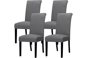 Lellen Dining Chair Covers Set of 4, Stretch Chair Covers Dining Chair Slipcovers Removable Washable Reusable Home & Kitchen Decor Protector Dining Room Chair Covers,Grey