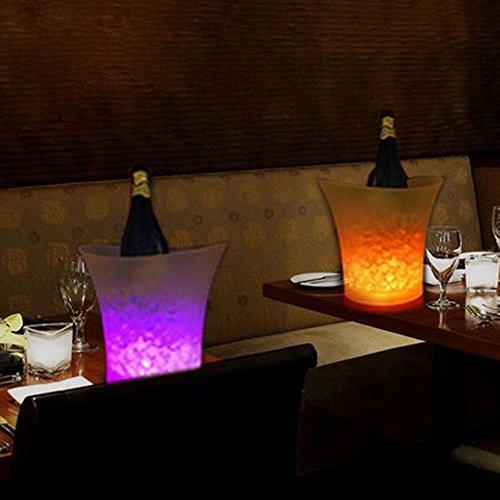 Generic Kunststoff Eiskübel Flasche mit LED Champagner Wein Bierkühler für Weihnachten Bar 5L – Weiß, 9,84 x 9,06 Zoll / 25 x 23 cm - 9