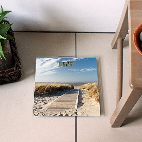 banjado – Personenwaage digitale Körperwaage 30cm x 30cm aus Glas mit Motiv Dünen - 5