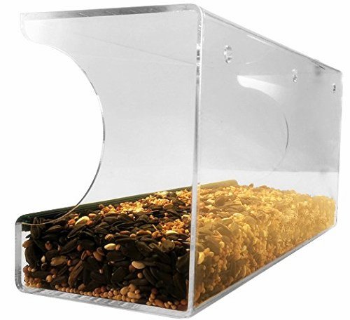 Vogelhaus Fenster, Vogelhäuschen, Vogelfutterhaus, Vogelfutterstation mit Wasserschale, 64 Drainagelöcher, 3 Saugnäpfe und Abnehmbar Tablett- Transparent by ApoGo - 3