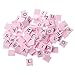 Produktbild Haorw 100 Stück Scrabble Buchstaben Scrabblefliesen zum Spielen Scrabblesteine Ersatz Fliesen aus Holz für Handwerk Dekoration | Scrabblesersetzer mit Zahlenwerten (rosa)