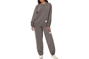 PEIACLKDE Completo Donna Sportivo Invernale Larghe Tuta 2 Pezzi Pullover Felpa Senza Cappuccio E Jogging Pantaloni Set Coordinati Abbigliamento Casual Curvy Completino Da Casa Tute Solido Palestra Fitness