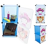 VENKON - Kinderzimmer Steckschrank Frei Gestaltbares DYI Steckregal System Regalschrank: 2-Module-Set, blau