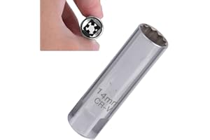 COUDUAN Spark Plug Socket 12-Point Removal Tool 3/8-Inch Drive Thin Wall,Automobile Sparking Plug Wrench,Magnetic Removal Tool (14mm)