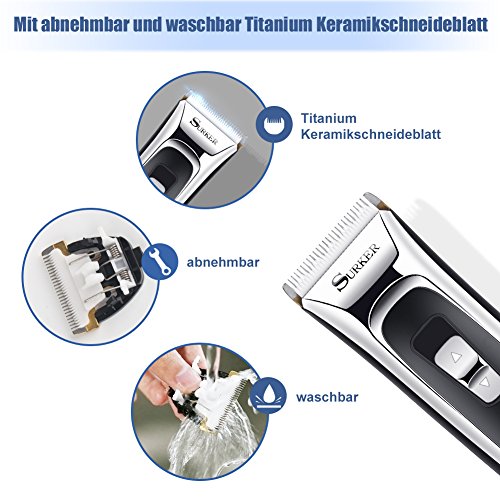 GHB Surker Haartrimmer Haarschneider Profi-Haarschneidemaschine mit LED-Display und kabelloser Betrieb Netzteil elegant set - 4
