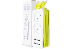 APUKESE Regleta enchufes, con 2 Enchufe de 220V + 4 USB, 2 Opciones de Uso, Cabezal Giratorio y Cable de 1,8 Metros, Ideal para Lugares complicados. Mantén el Cable Siempre ordenado