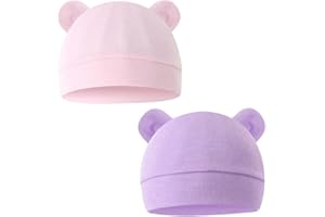 SamHeng Cappellino Unisex Neonato Confezione da 2 Capi in Cotone per Ospedale Neonatale Bambini 0-6 Mesi‌